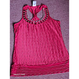 Women's Unbranded Red Tank Top with Embellishments Size M